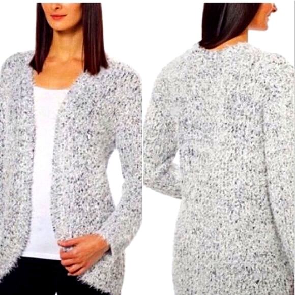 Kensie Fluffy Sweater Cardigan Jacket Sz XS Teddy Bear Eyelash Open Modern Boho - Picture 8 of 13